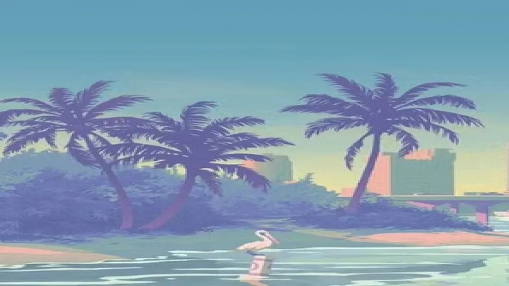 A stylized Miami skyline at night.